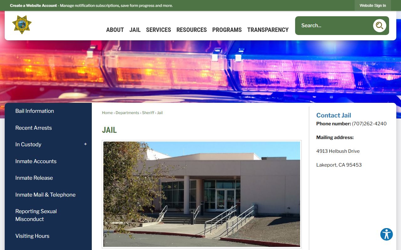 Lake County inmate population official Hill Road Correctional Facility overview